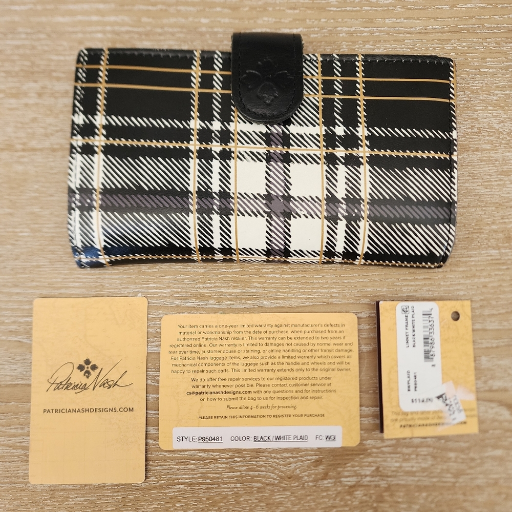 Patricia Nash Linnet leather wallet, black/white plaid - Picture 15 of 15